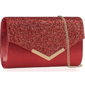 Sparkly Red Glitter Envelope Clutch for Parties